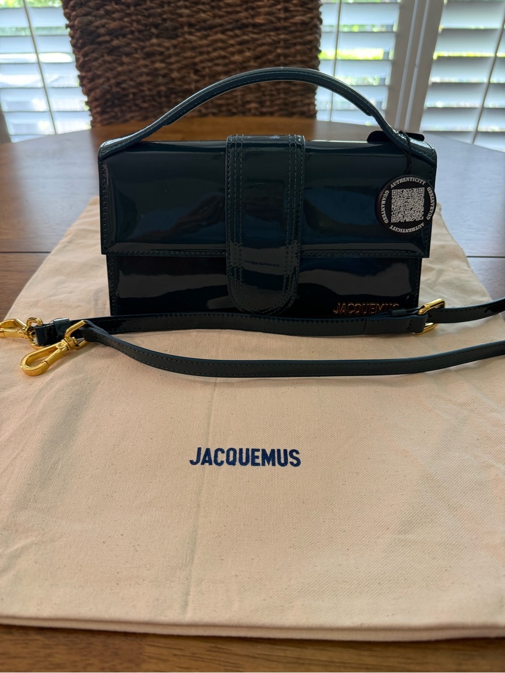 Jacquemus Teal Patent Leather Le Grand Bambino Bag with shoulder strap - Picture 5 of 13
